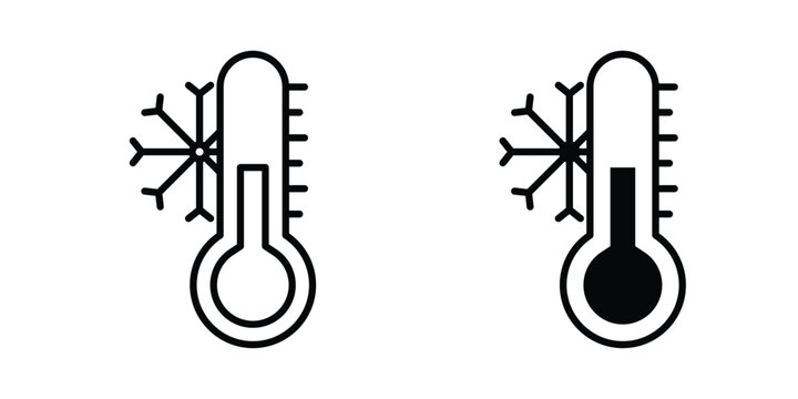 Cold temperature icon vector editable stroke. logo symbol illustration.