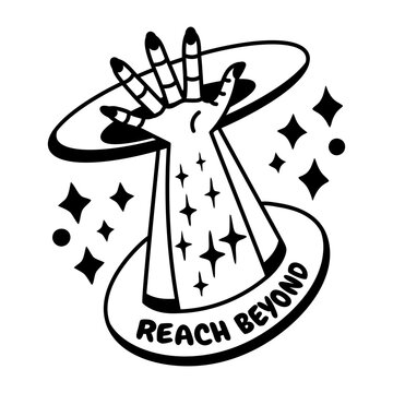 A glyph sticker of a satellite with stay updated typography 
