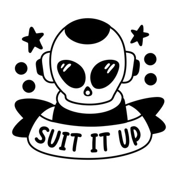 A glyph sticker of a satellite with stay updated typography 
