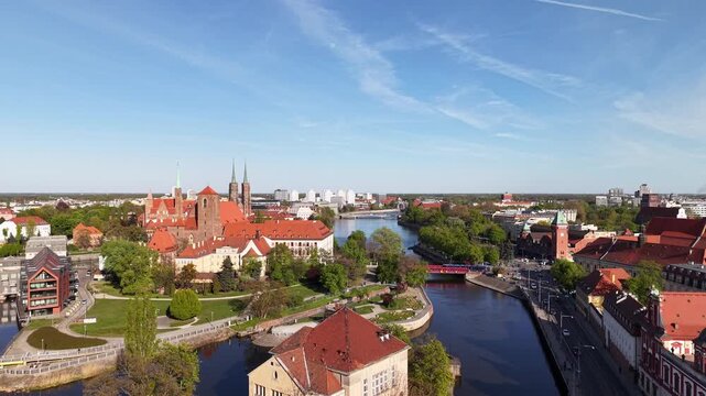 Panorama of the city of Wroclaw, Poland