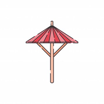 Japanese parasol animation. No Background. Alpha Channel