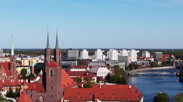 Panorama of the city of Wroclaw, Poland