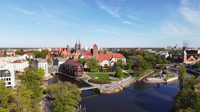 Panorama of the city of Wroclaw, Poland
