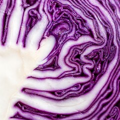Obraz premium Macro Close-Up of Fresh Red Cabbage Texture Premium Organic Detail