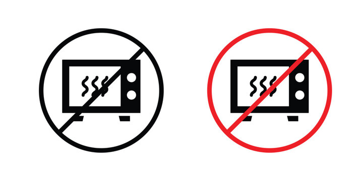 Forbidden Microwave icon vector editable stroke. logo symbol illustration.