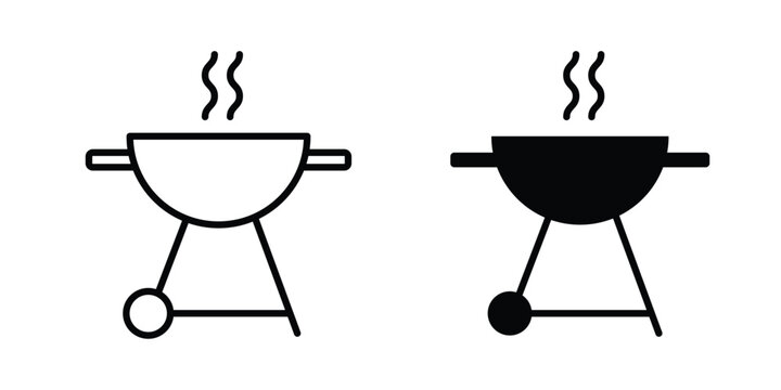 Grill icon vector editable stroke. logo symbol illustration.