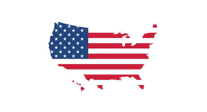 united states map with american flag design on white background