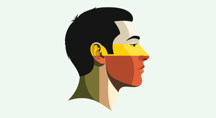 Profile portrait illustration with color blocks © Surya