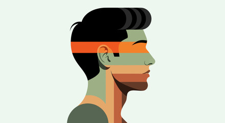Profile portrait illustration with geometric elements © Surya