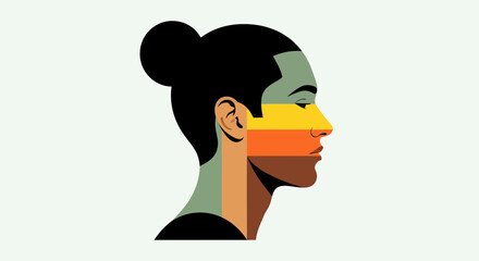 Profile portrait in geometric color blocks © Surya