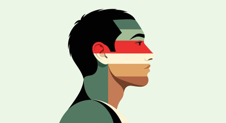 Profile portrait with colorful abstract layers © Surya