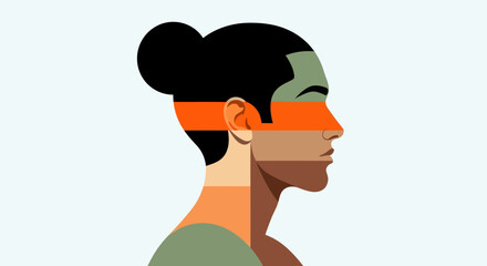 Profile portrait with colorful abstract layers © Surya