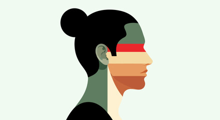 Profile portrait with layered color bands © Surya