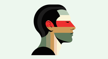 Profile portrait with striped color blocks © Surya