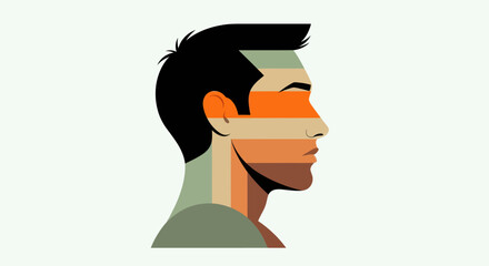 Profile portrait with striped color scheme © Surya
