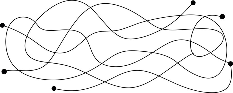 Abstract network graph with interconnected nodes and flowing lines on white background