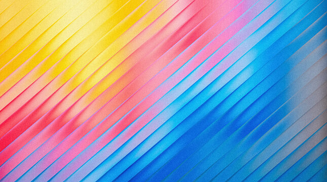 Abstract background with diagonal colorful stripes, vibrant gradient texture with yellow, pink, and blue lines