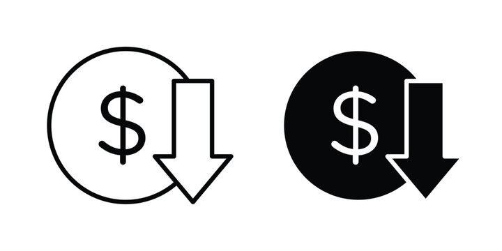 low cost icon vector editable stroke. logo symbol illustration.
