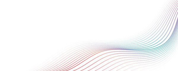 Fototapeta premium Abstract Colorful Particle Wave Background with Gradient Dotted Lines on White