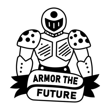 A glyph sticker of armoured character 
