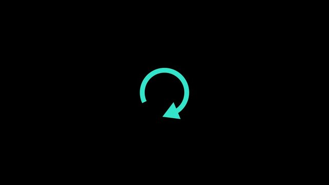 Circular arrow icon on a dark background indicating rotation or refresh. Circular arrow concept for interface visuals. Circular arrow simple rotation indicator for systems.