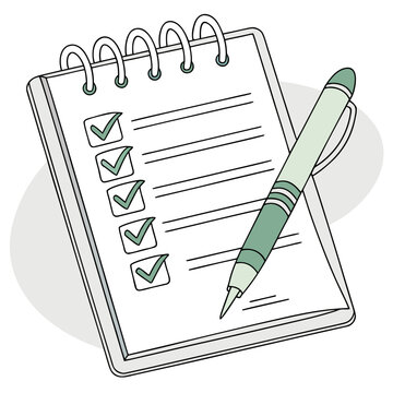 Checklist notebook with pen on top