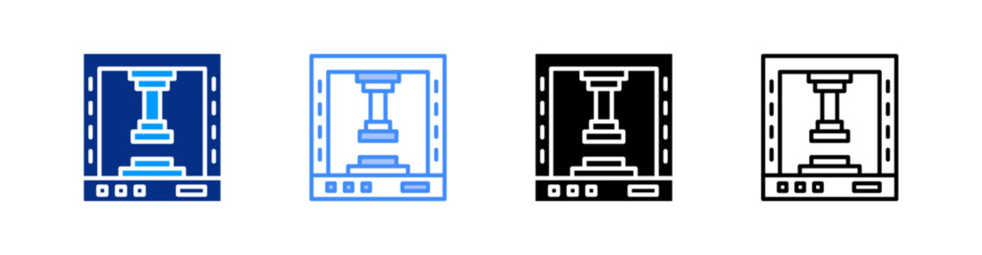 Press Machine Multiple Style Icon Set Vector 