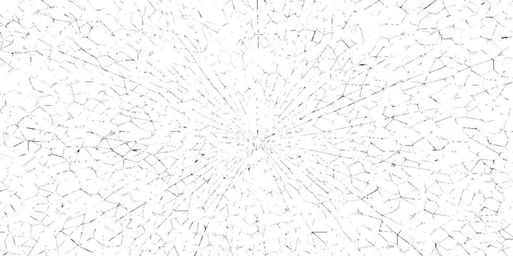 Cracked glass grunge texture with radial fracture pattern on white background for design and decoration