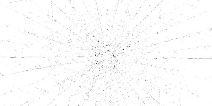 Cracked glass texture with radial fracture lines on white grunge background vector graphic