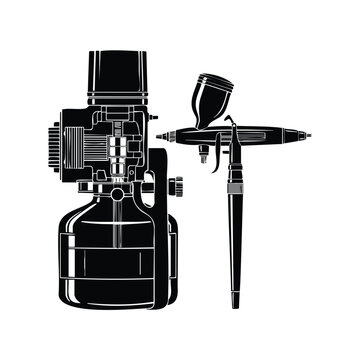 Airbrush set silhouette bundle vector illustration.