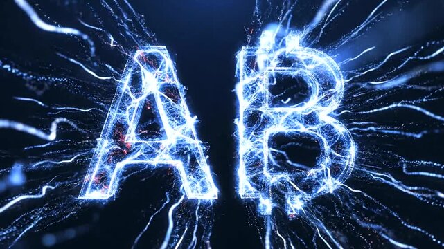 Electric letters A and B with lightning effect.