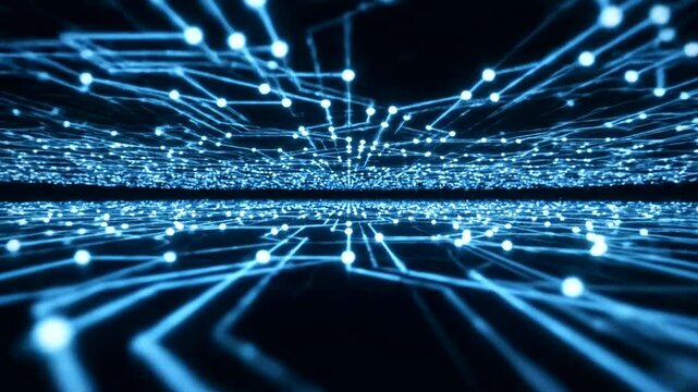 Abstract digital network connections and data transfer.