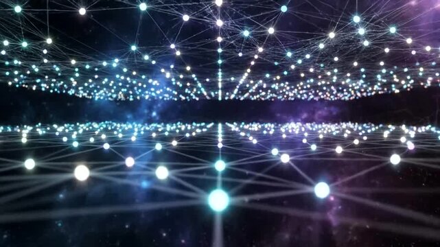 Glowing network connections in digital space.