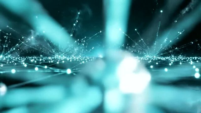 Abstract glowing network connections in blue.