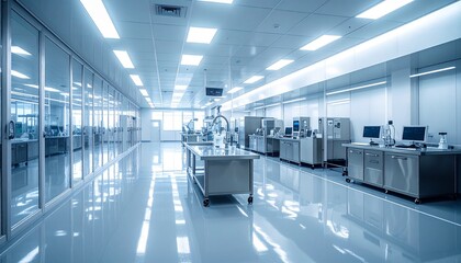 Fototapeta premium Modern sterile laboratory interior with workstations