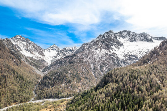 Valmalenco landscape with Cassandra peak on the horizon, Lombardy