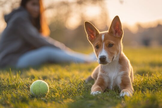 Dog and Ball in the Park Fictional Character Created By Generative AI