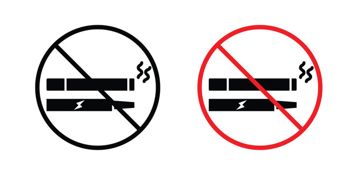 No smoking including electronic cigarettes sign vector editable stroke. logo symbol illustration.