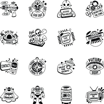 Bundle of Glyph Style Extraterrestrial Stickers 
