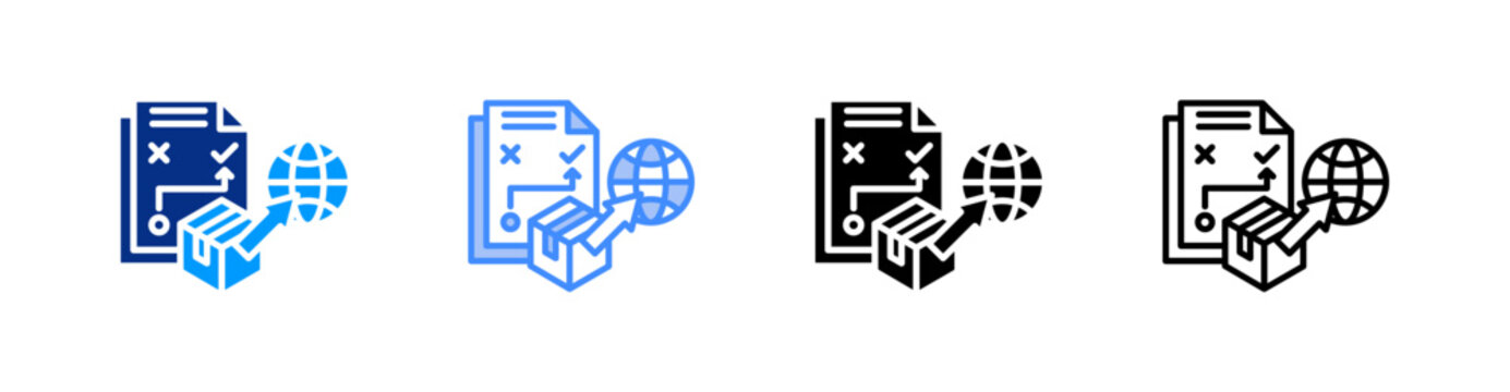 Export Strategy Multiple Style Icon Set Vector 