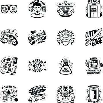 Collection of Astronomy Glyph Style Stickers
