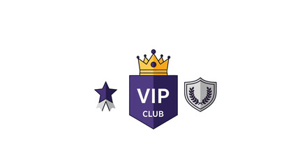 Fototapeta premium vip club badge with crown star and shield