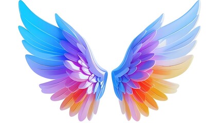 Obraz premium Elegant vector illustration of white angel wings and a feathered heart symbol designed as a vintage bird wing tattoo or valentine love icon for tribal art decoration