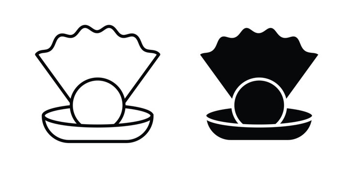 Pearl in the open shell icon vector editable stroke. logo symbol illustration.