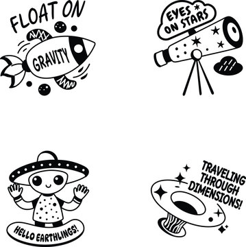Set of 04 Space Exploration Stickers  
