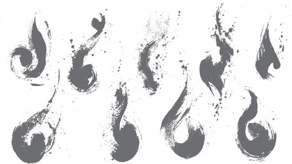  Collection of grunge fire flame elements for bonfire use in modern street style hand drawn illustration © Bryan