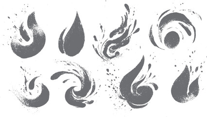  Collection of grunge fire flame elements for bonfire use in modern street style hand drawn illustration © Bryan