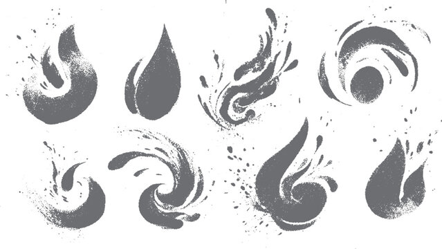  Collection of grunge fire flame elements for bonfire use in modern street style hand drawn illustration