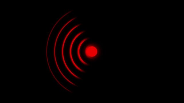 Abstract radio Wave signal animation on black background 4k. Wireless network wave transmission motion background 4k.
