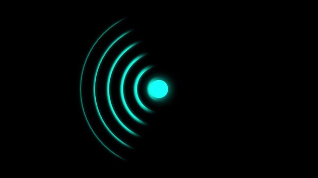 Abstract radio Wave signal animation on black background 4k. Wireless network wave transmission motion background 4k.